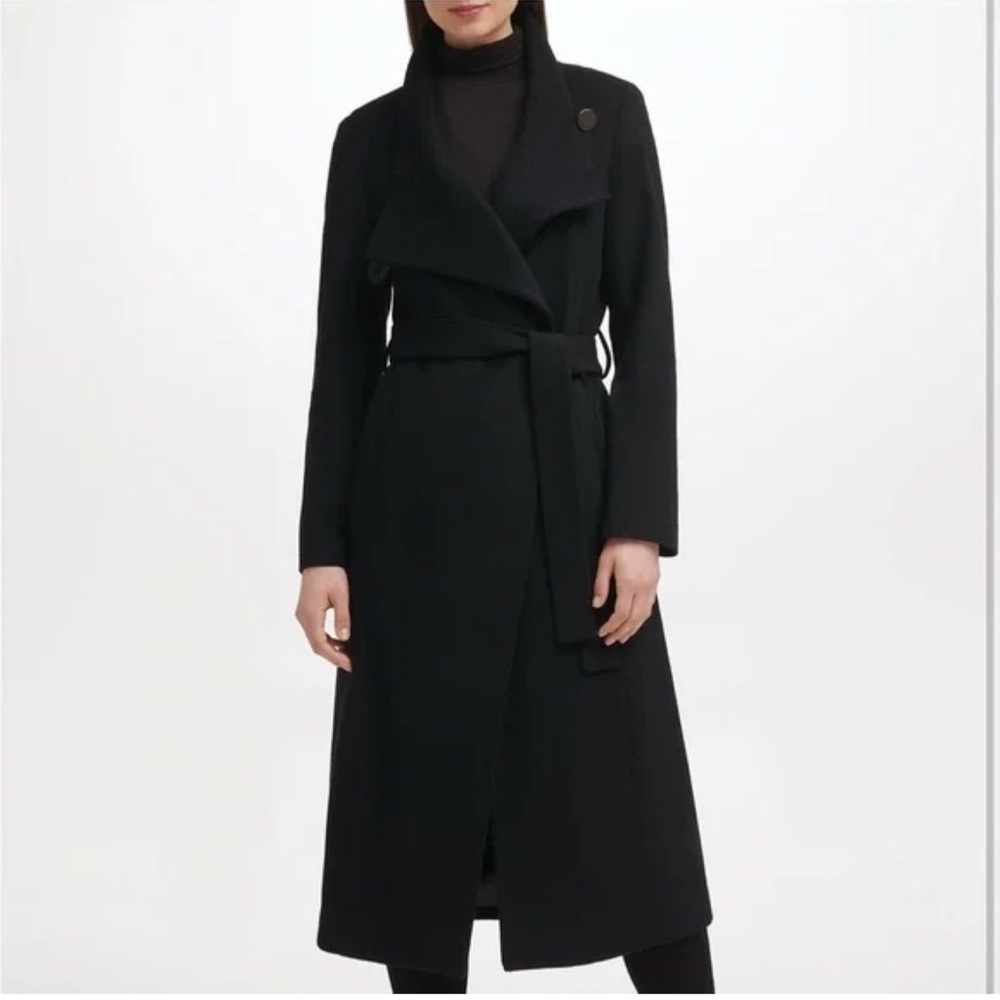 Kenneth Cole Black Wrap Coat with Belt